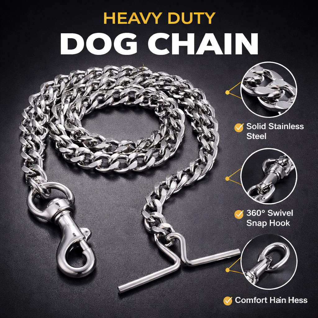 Furppies Grinded Iron Dog Chain Collar β Heavy-Duty Training Chain (Multiple Sizes)