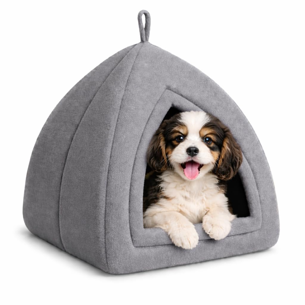 FURPPIES Premium Enclosed Cat Hut – Cozy Dome Pet House with Thick Cushion & Warm Plush Fabric