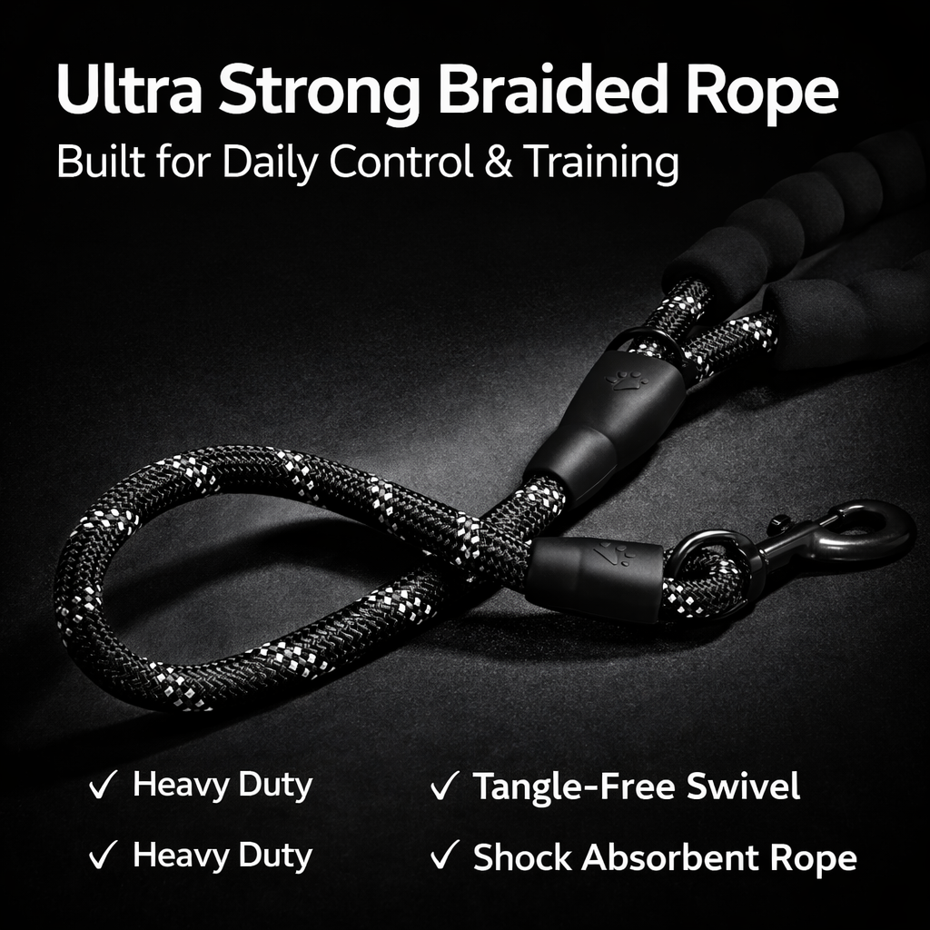 Ultra Strong Reflective Rope Dog Leash – 9mm & 12mm Heavy-Duty Training Lead
