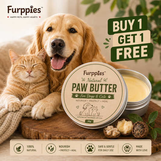 Furppies Natural Paw Butter for Dogs & Cats | Moisturizes Dry & Cracked Paws | Paw Pad & Nose Balm | Natural Paw Protector | Safe if Licked | Pet Paw Care Cream | 30g