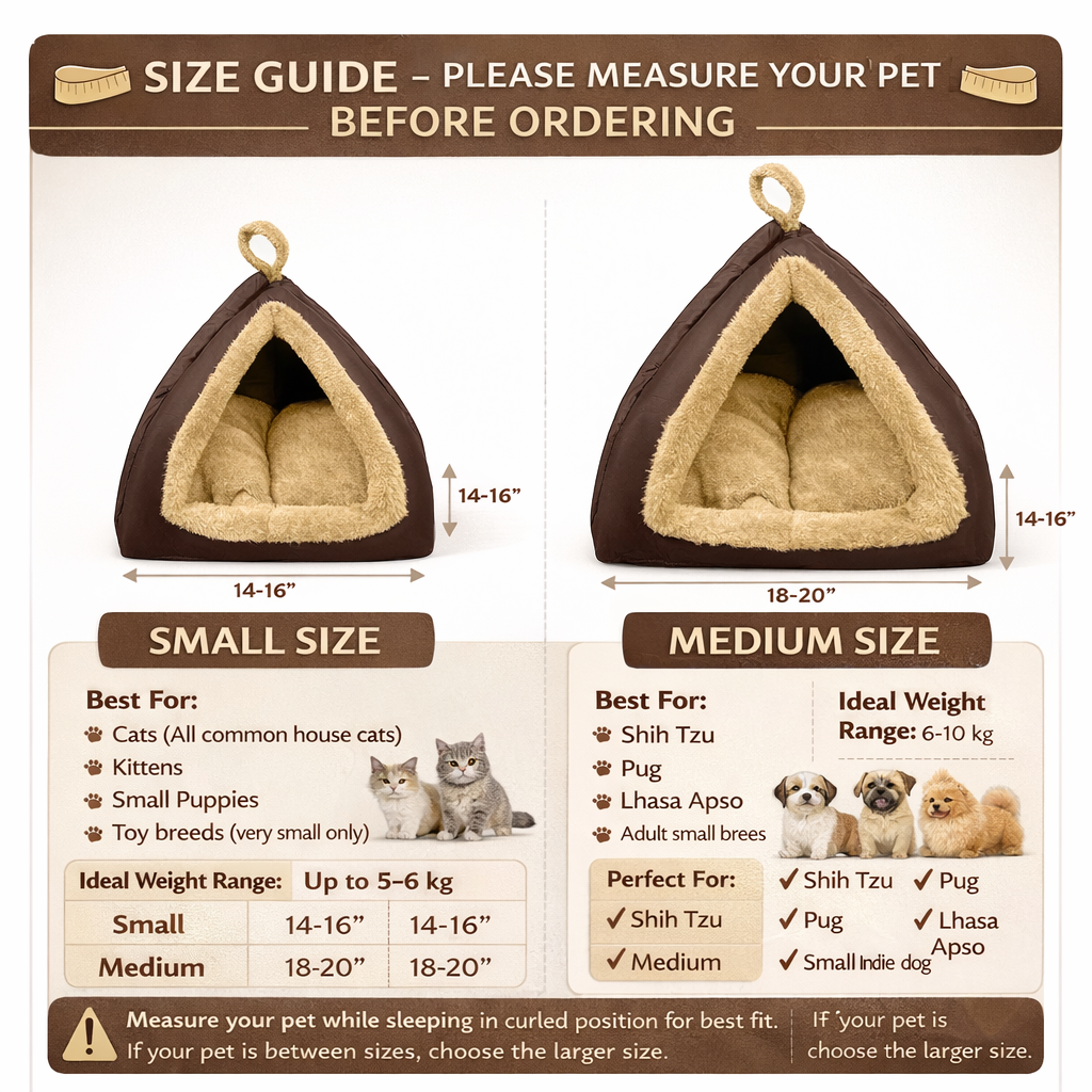 Furppies Premium Triangle Pet Hut – Soft Plush Indoor Shelter for Dogs & Cats