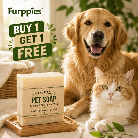 Furppies Handmade Pet Soap for Dogs & Cats | Natural Herbal Bath Soap | Gentle Skin Cleansing | Soft & Shiny Coat Care | Chemical Free Pet Grooming Soap | Buy 1 Get 1 Free