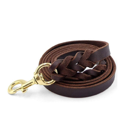 Petstrack Premium Genuine Leather Dog Leash 5ft | Heavy-Duty Training & Walking Lead with Solid Brass Hook | Durable Leather Lead for Small, Medium & Large Dogs