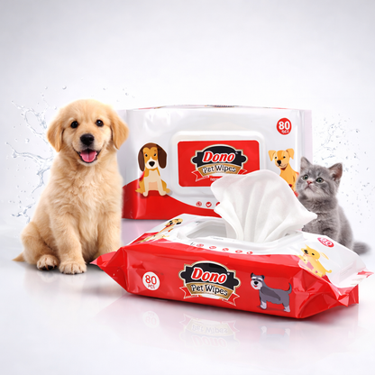 Dono Pet Wipes – Pack of 80 Pulls | Gentle Cleaning Wipes for Dogs & Cats | Quick Paw, Fur & Face Cleaning | Soft Moist Pet Grooming Wipes