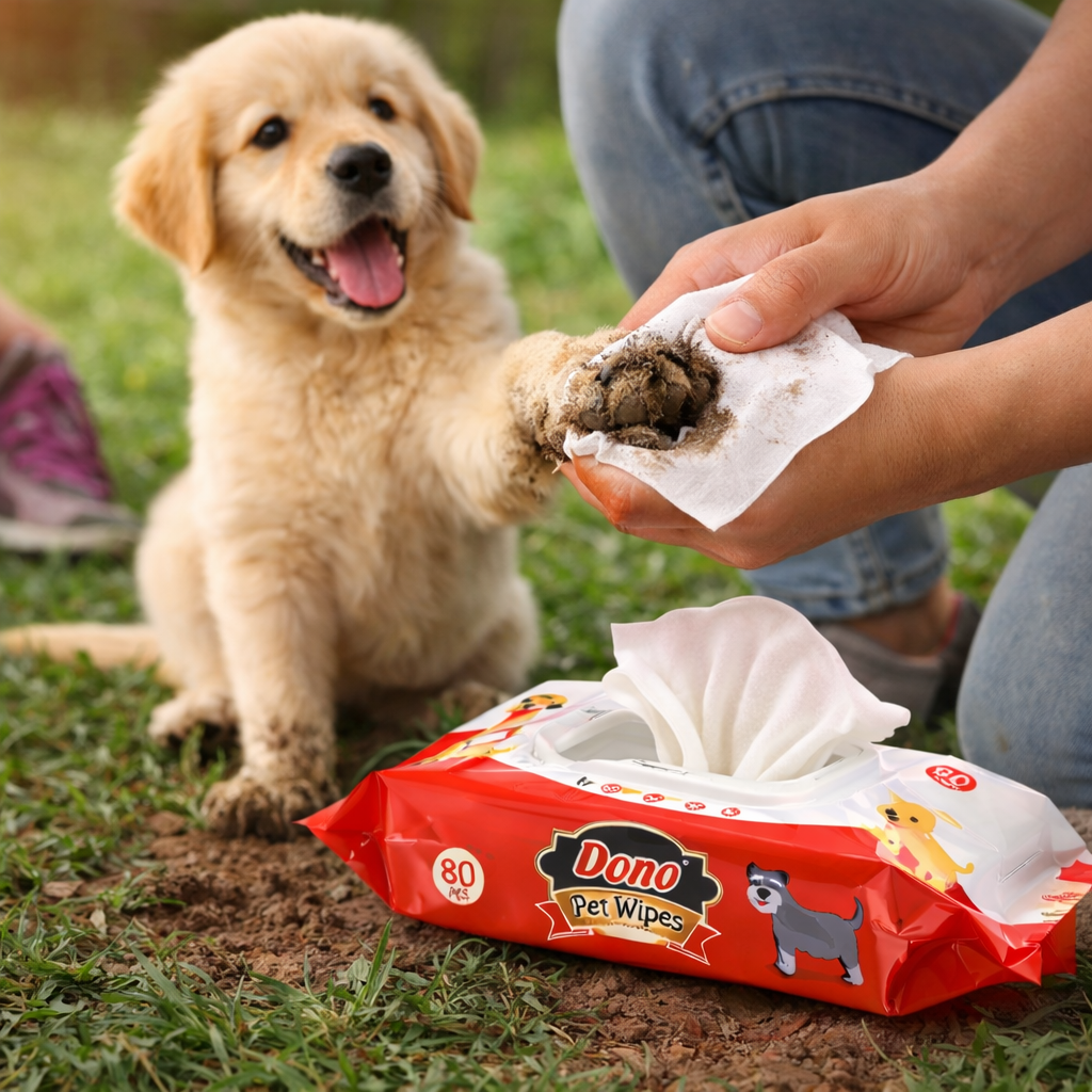 Dono Pet Wipes – Pack of 80 Pulls | Gentle Cleaning Wipes for Dogs & Cats | Quick Paw, Fur & Face Cleaning | Soft Moist Pet Grooming Wipes