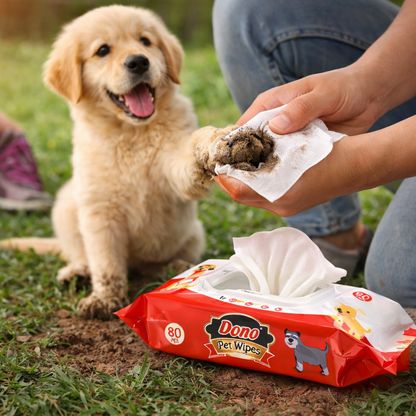 Dono Pet Wipes – Pack of 80 Pulls | Gentle Cleaning Wipes for Dogs & Cats | Quick Paw, Fur & Face Cleaning | Soft Moist Pet Grooming Wipes