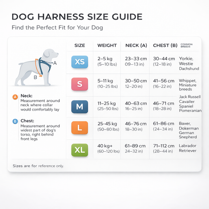 Furppies PP Dog Harness and Leash Set – Adjustable Dog Harness Size Guide