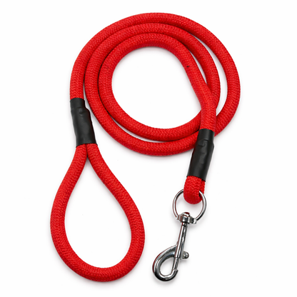 Heavy Duty Rope Dog Leash with Comfortable Loop Handle & Metal Hook – Strong Braided Nylon Training Lead for Small, Medium & Large Dogs – Tangle Free Pet Walking Leash