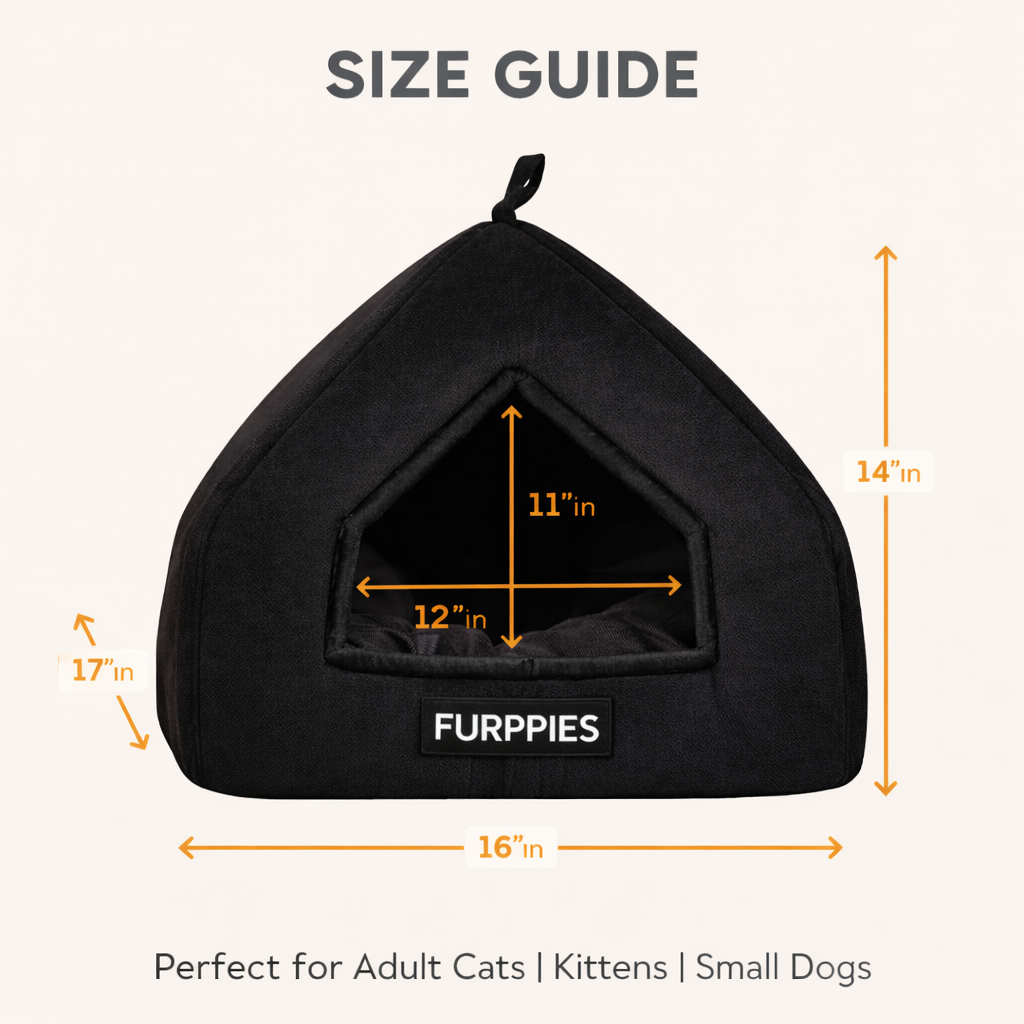 Triangle Premium Enclosed Cat & Small Dog Hut Bed – Soft Indoor Cave House with Thick Cushion
