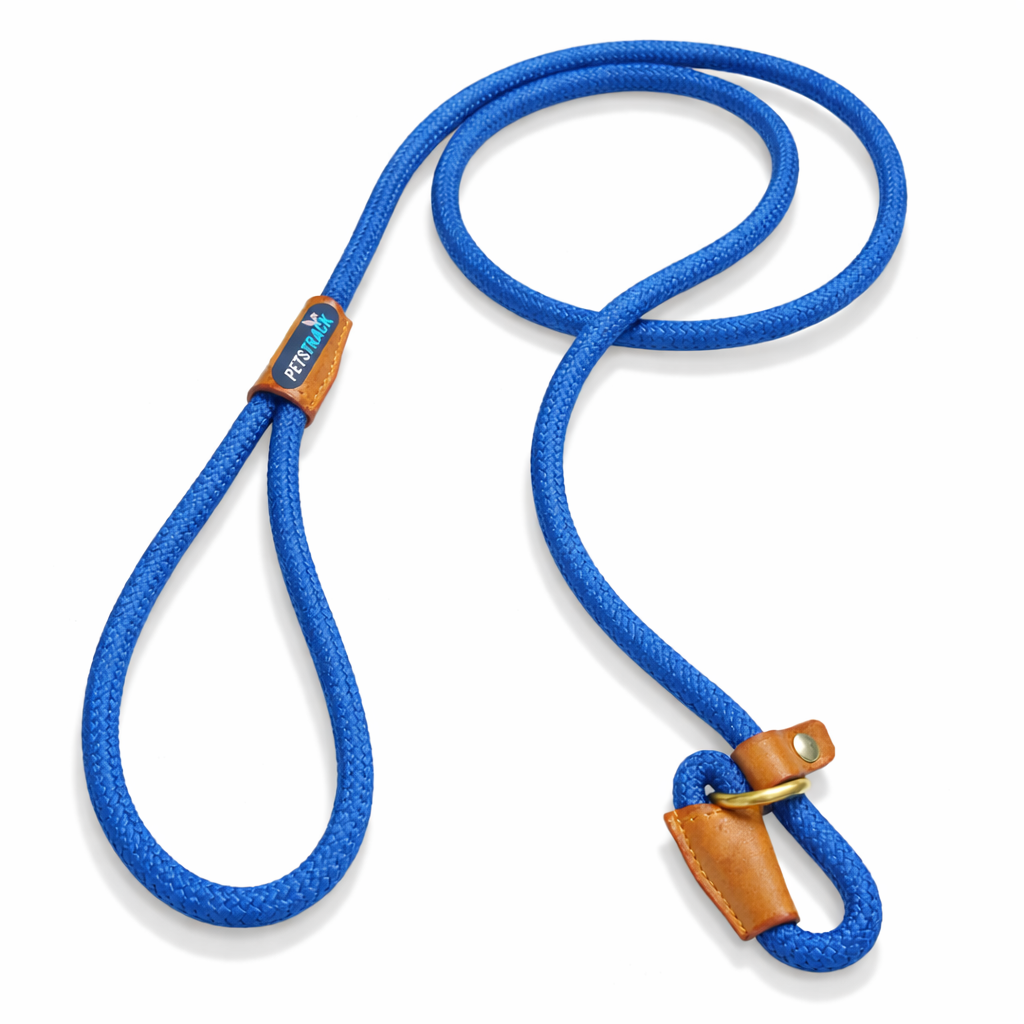 Petstrack Premium Rope Dog Training Leash | Strong Braided Slip Lead with Leather Accents | Adjustable Training Lead for Small, Medium & Large Dogs