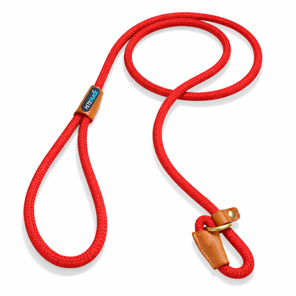 Petstrack Premium Rope Dog Training Leash | Strong Braided Slip Lead with Leather Accents | Adjustable Training Lead for Small, Medium & Large Dogs
