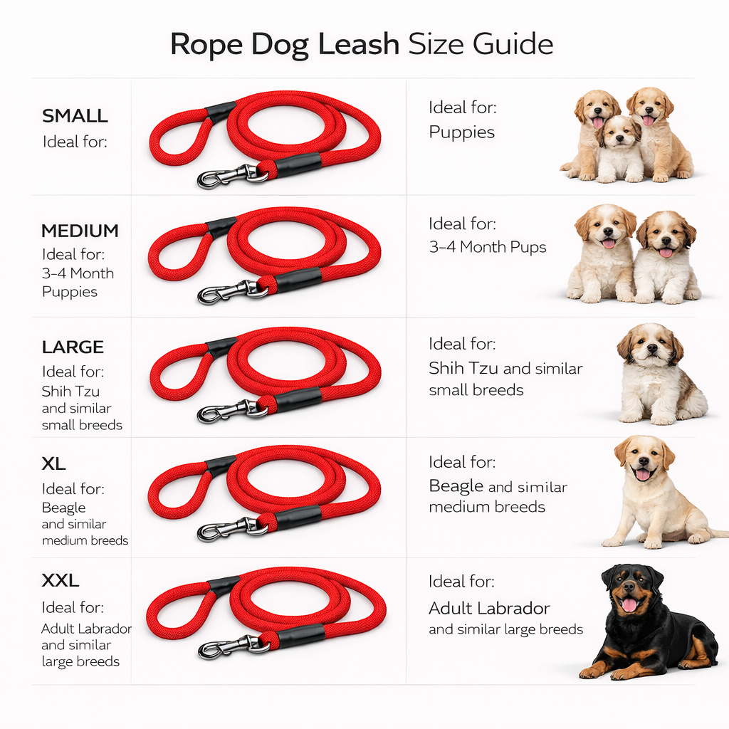 Heavy Duty Rope Dog Leash with Comfortable Loop Handle & Metal Hook – Strong Braided Nylon Training Lead for Small, Medium & Large Dogs – Tangle Free Pet Walking Leash