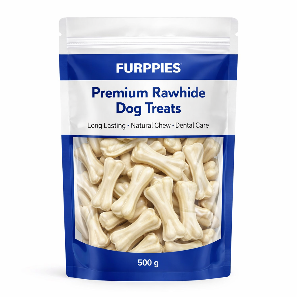 Furppies Natural Rawhide Dog Bones – Long Lasting Chew for Strong Teeth & Healthy Dogs