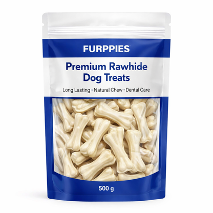 Furppies Natural Rawhide Dog Bones – Long Lasting Chew for Strong Teeth & Healthy Dogs