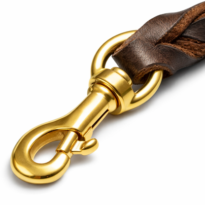 Petstrack Premium Genuine Leather Dog Leash 5ft | Heavy-Duty Training & Walking Lead with Solid Brass Hook | Durable Leather Lead for Small, Medium & Large Dogs