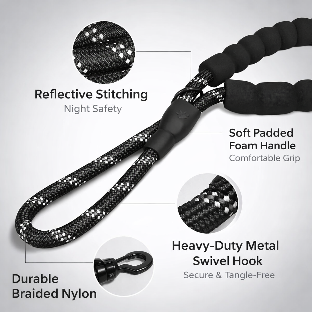 Ultra Strong Reflective Rope Dog Leash – 9mm & 12mm Heavy-Duty Training Lead
