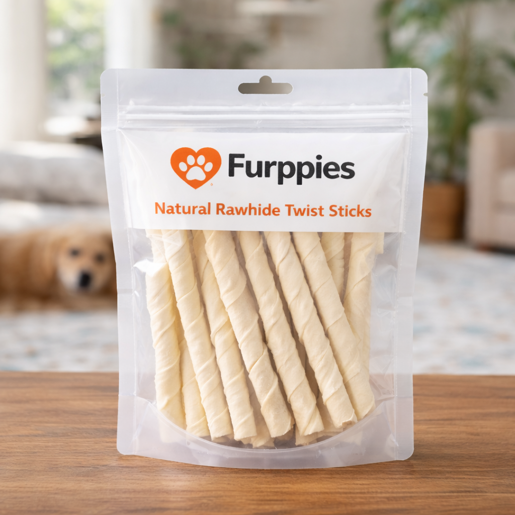 Furppies Natural Rawhide Twist Sticks – Long-Lasting Dental Chew for Small & Medium Dogs