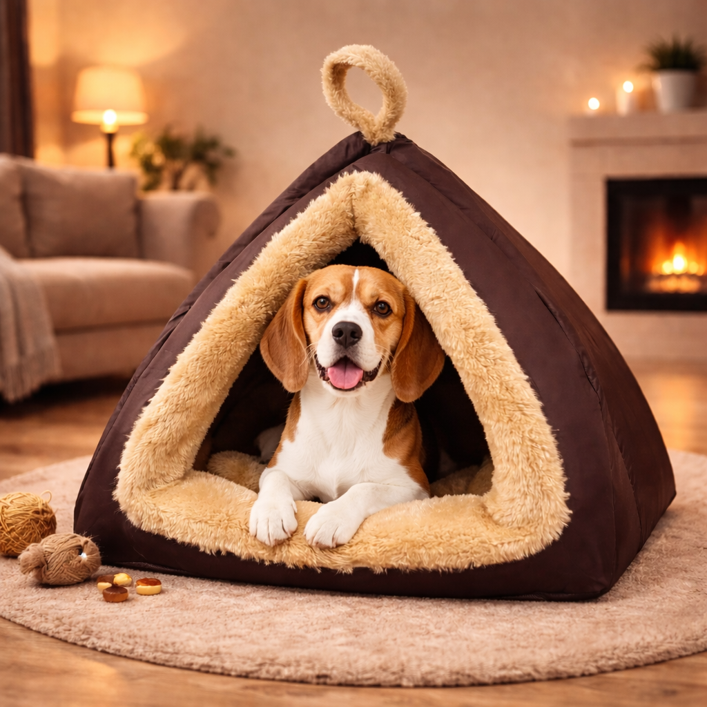 Furppies Premium Triangle Pet Hut – Soft Plush Indoor Shelter for Dogs & Cats