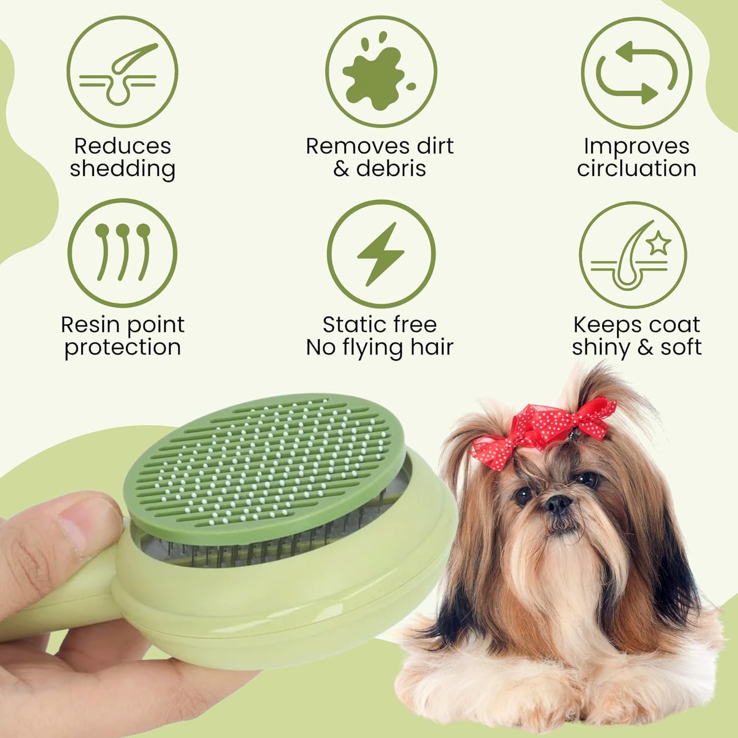 Self Cleaning Slicker Brush Pet Hair Grooming Comb Pet Massaging Tool and Shedding Brush for Long or Medium Haired Dogs and Cats