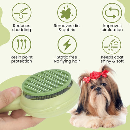 Self Cleaning Slicker Brush Pet Hair Grooming Comb Pet Massaging Tool and Shedding Brush for Long or Medium Haired Dogs and Cats