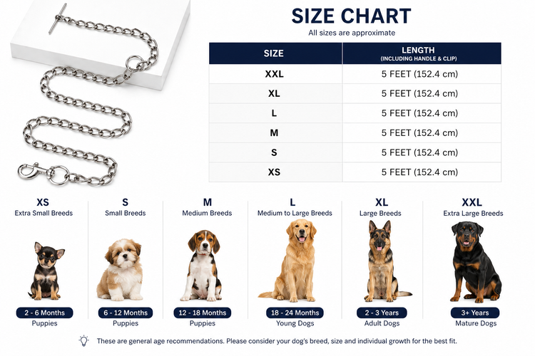 Furppies Metal Dog Chain Leash for Dogs – 6 Sizes