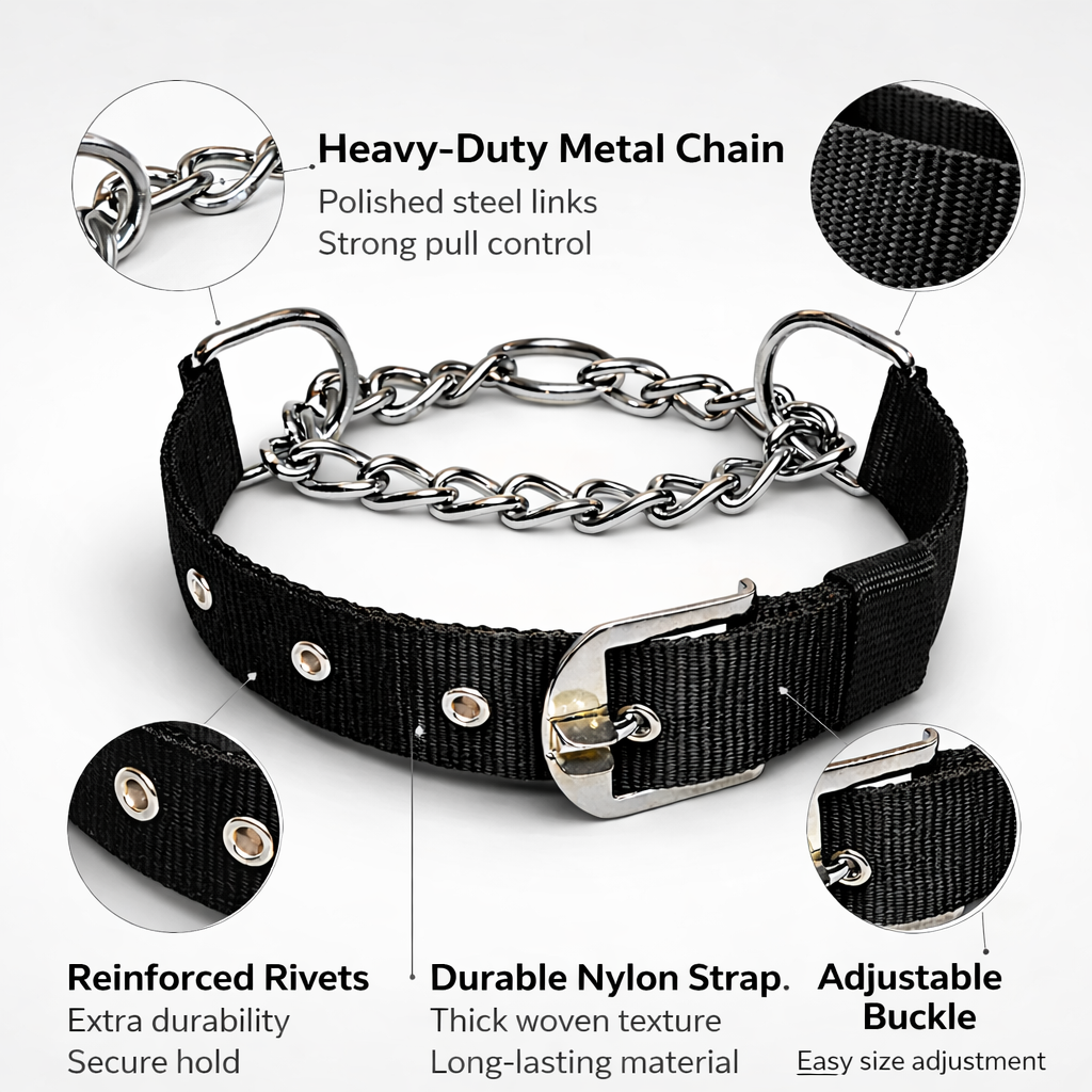 Furppies Martingale Dog Training Collar – Controlled Pull Design with Heavy-Duty Chain