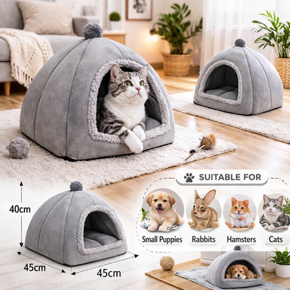 Cat Bed Cave for Indoor ， Suitable for Cat Dome Bed,Hideaway Bed for Indoor Cats, with Removable Mattress for Kittens.Cat Tent House for Dual Use