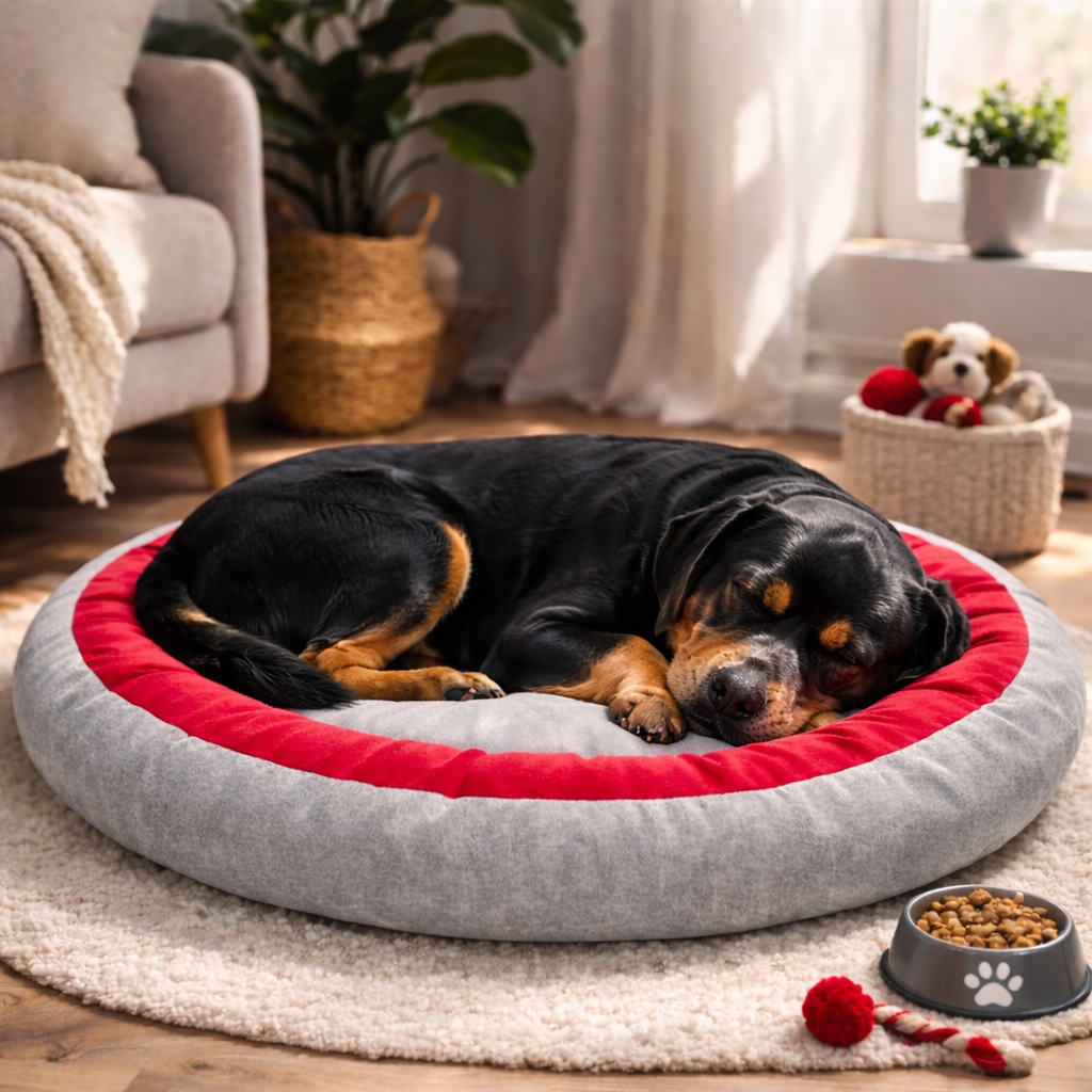 Orthopedic Donut Dog Bed for all Breeds – Ultra Soft Cushion with Raised Support Edge