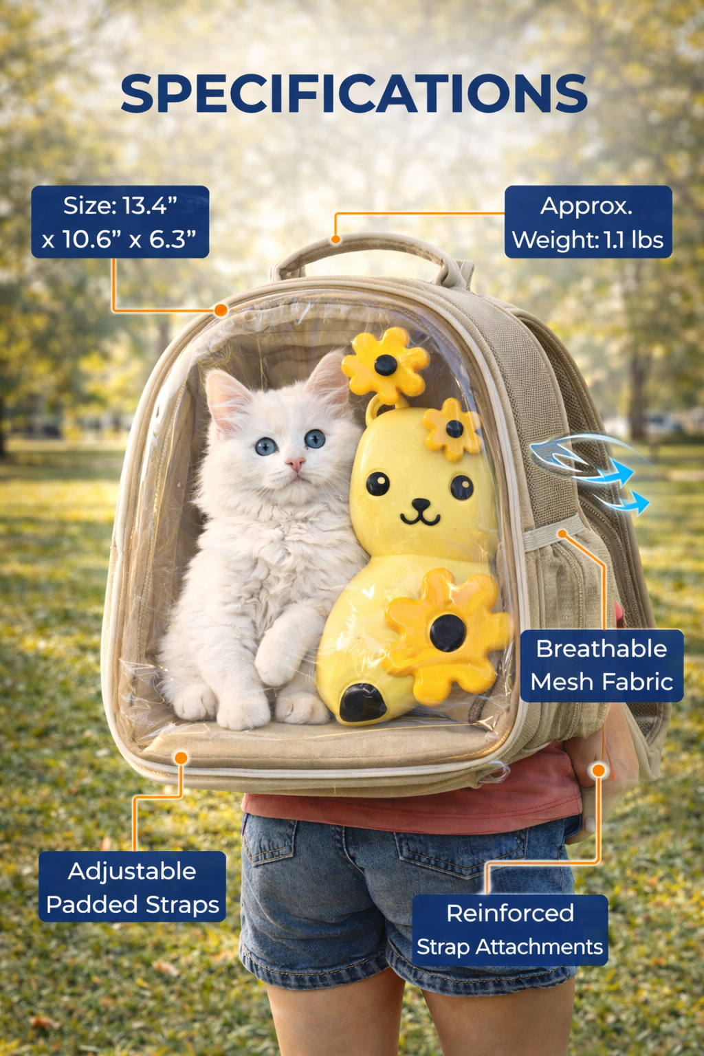 Cute Transparent Cat Travel Backpack – Comfortable Pet Carrier