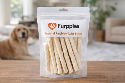Furppies Natural Rawhide Twist Sticks – Long-Lasting Dental Chew for Small & Medium Dogs