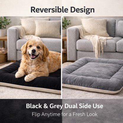 Furppies Premium Reversible Velvet Pet Bed for Dogs & Cats | Ultra-Soft Washable Cushion Mattress | Durable Comfort Bed for Daily Relaxation