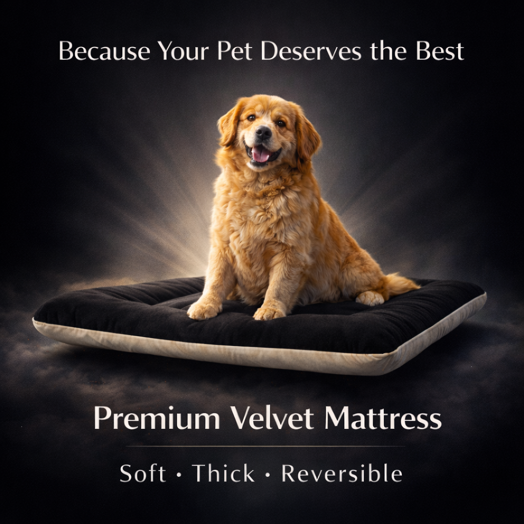 Furppies Premium Reversible Velvet Pet Bed for Dogs & Cats | Ultra-Soft Washable Cushion Mattress | Durable Comfort Bed for Daily Relaxation