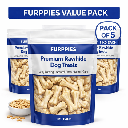 Furppies Natural Rawhide Dog Bones – Long Lasting Chew for Strong Teeth & Healthy Dogs
