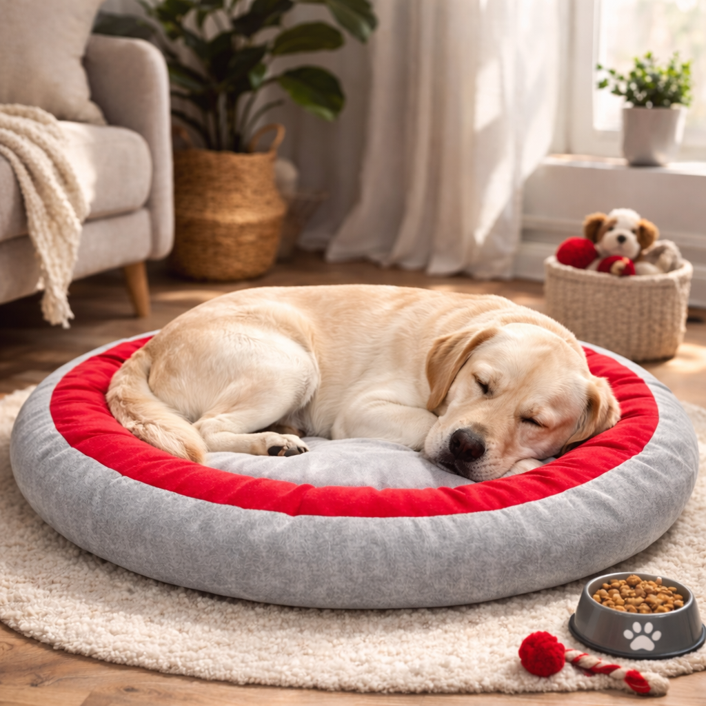 Orthopedic Donut Dog Bed for all Breeds – Ultra Soft Cushion with Raised Support Edge