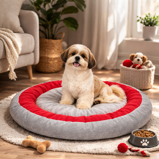 Orthopedic Donut Dog Bed for all Breeds – Ultra Soft Cushion with Raised Support Edge